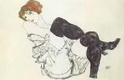 Woman in Black Stockings (Valerie Neuzil) (mk12) Egon Schiele